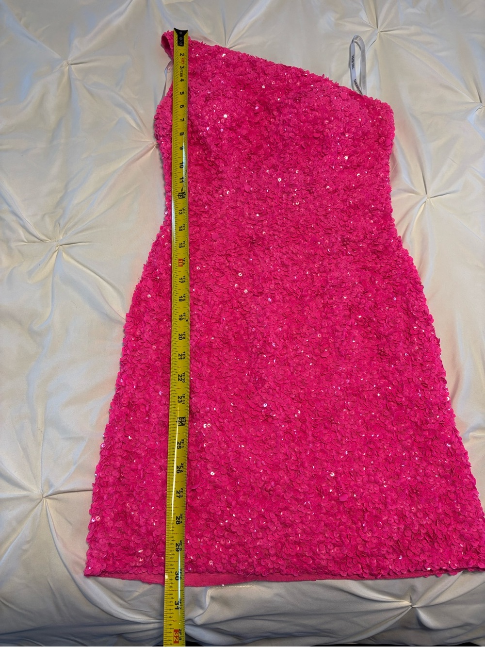 Sherri Hill Neon Pink One-Shoulder Dress - Picture 12 of 13